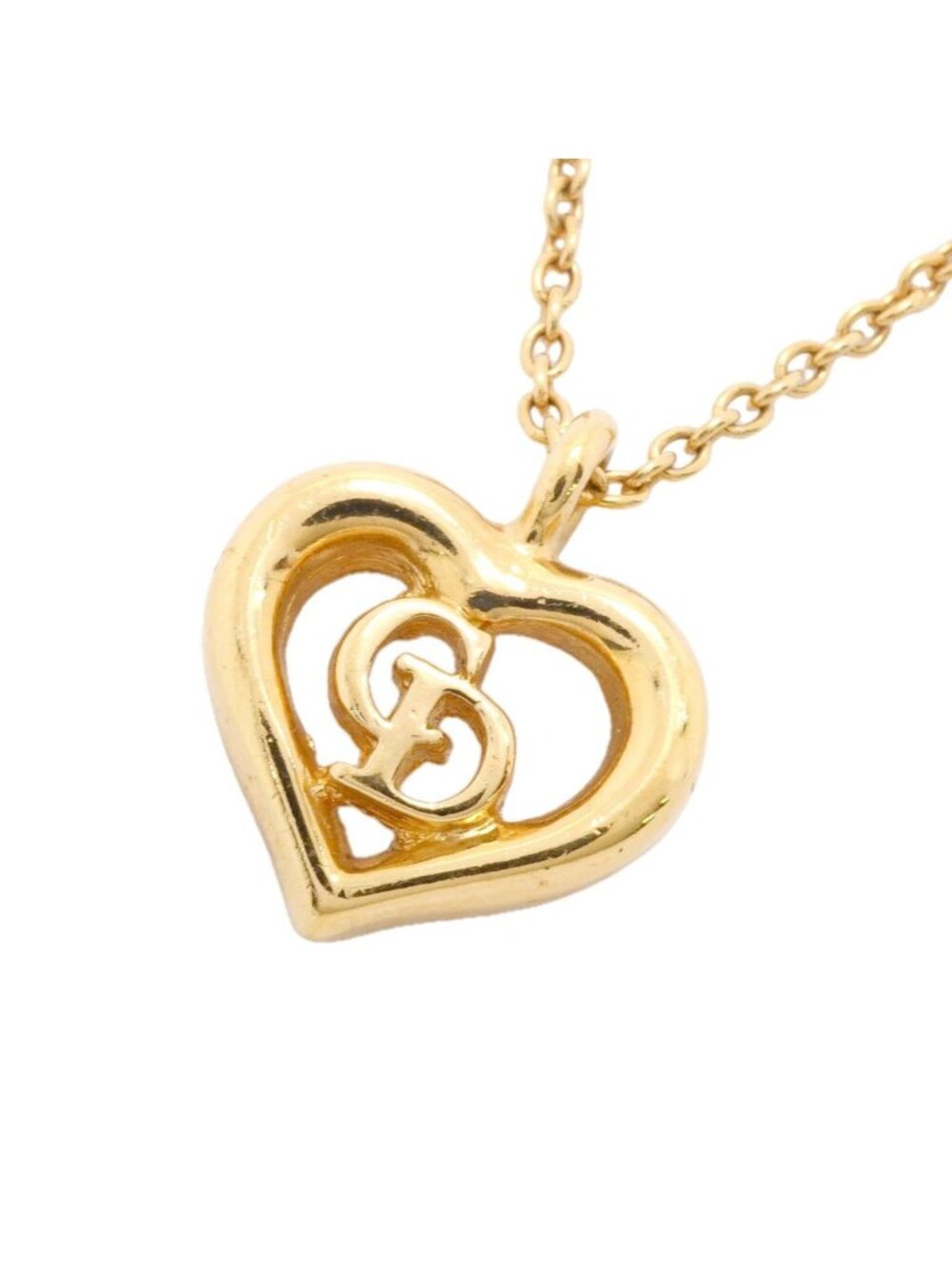 Dior Necklace CD Logo Heart Motif Gold Plated